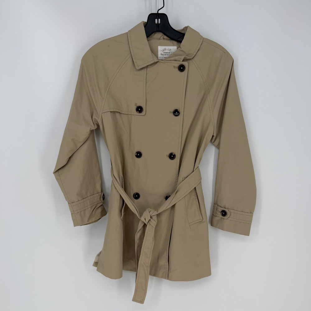 Zara Girls Trench Coat 11/12 Tan Double Breasted Belted Classic Academia Preppy